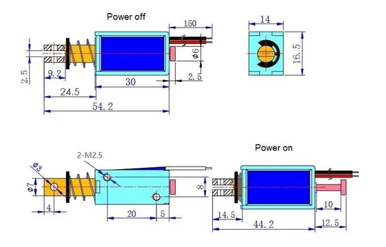 U0730 Mini Push Pull DC 12V 24V Open Frame Solenoïde