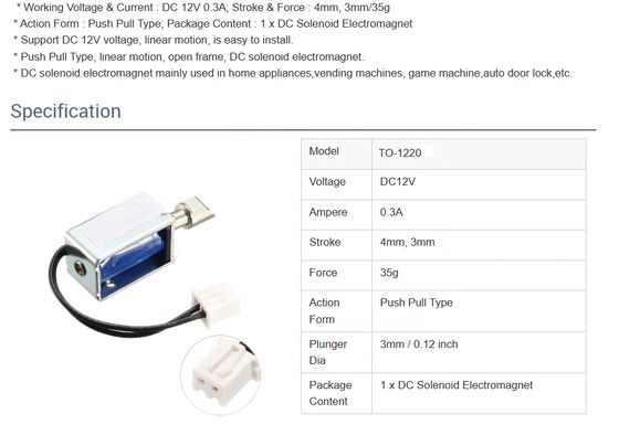 U1054s-2-001 Elektromagnetisch slot / solenoïde / Intelligente slotkas accessoires / Push-Pull solenoïde